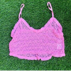 Pink lace floral boho flowy tank top cotton on XL